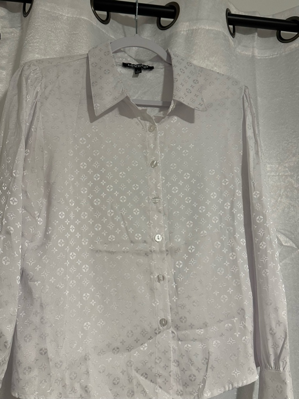 White Logo Jacquard Button-Up Shirt